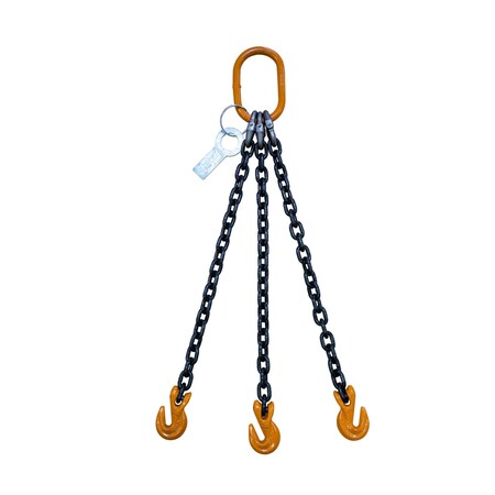 Chain Sling, 3 Legs, 3/8, G80, Grab Hook, 20Ft